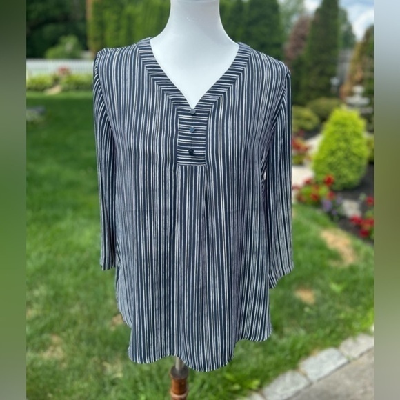 Van Heusen blue and white tunic style blouse top - Picture 9 of 10